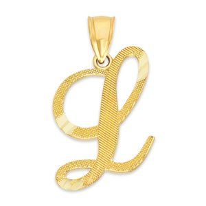 10k Solid Gold L Initial Pendant - Personalized Jewelry Gifts for Her